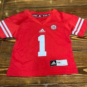 NWOT Adidas Infant Nebraska Huskers Replica Football Jetsey Size 12 months